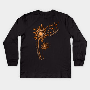 Dandelion Multiple Sclerosis Awareness Never Give Up Kids Long Sleeve T-Shirt